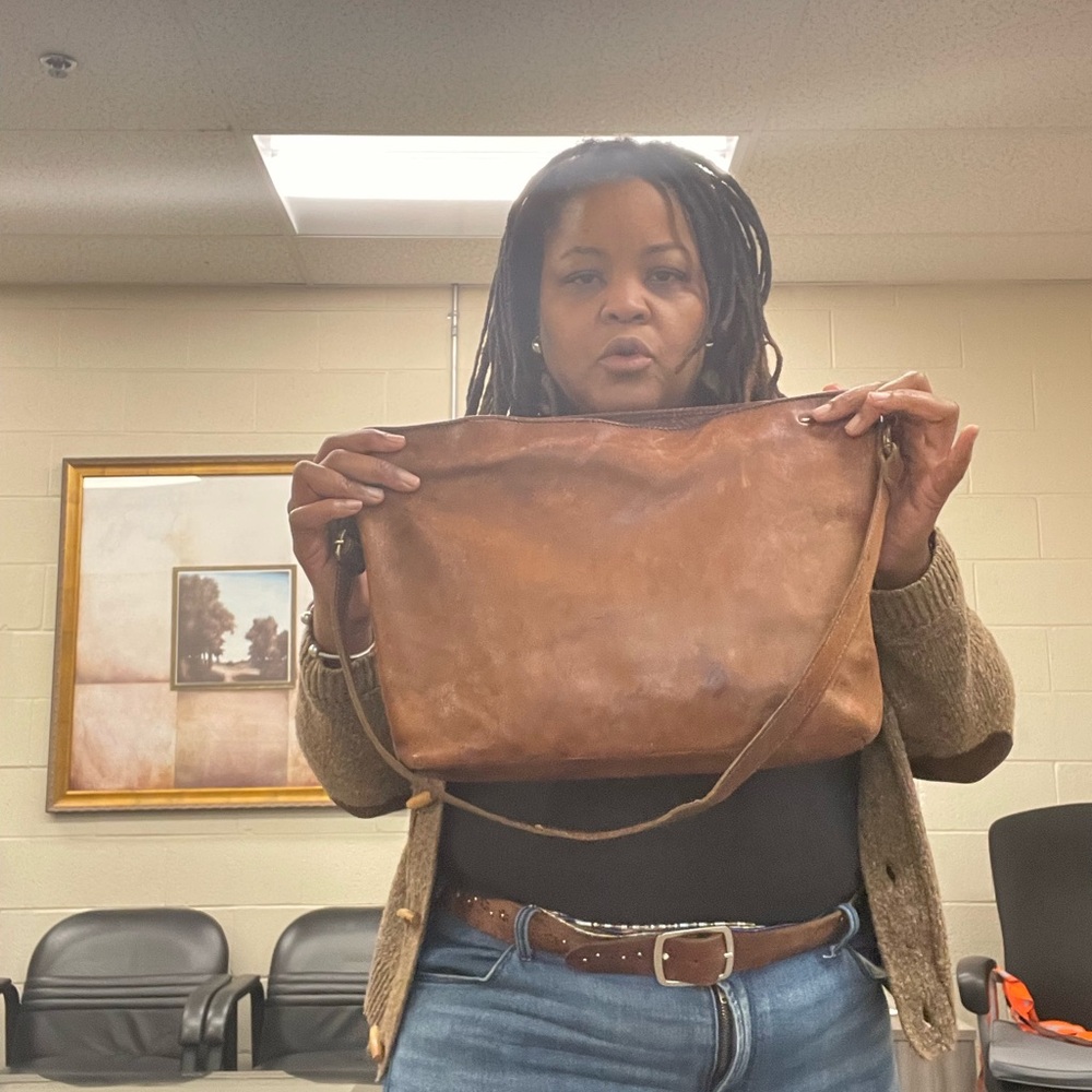 Brown Leather Laptop Bag with Vintage Patina